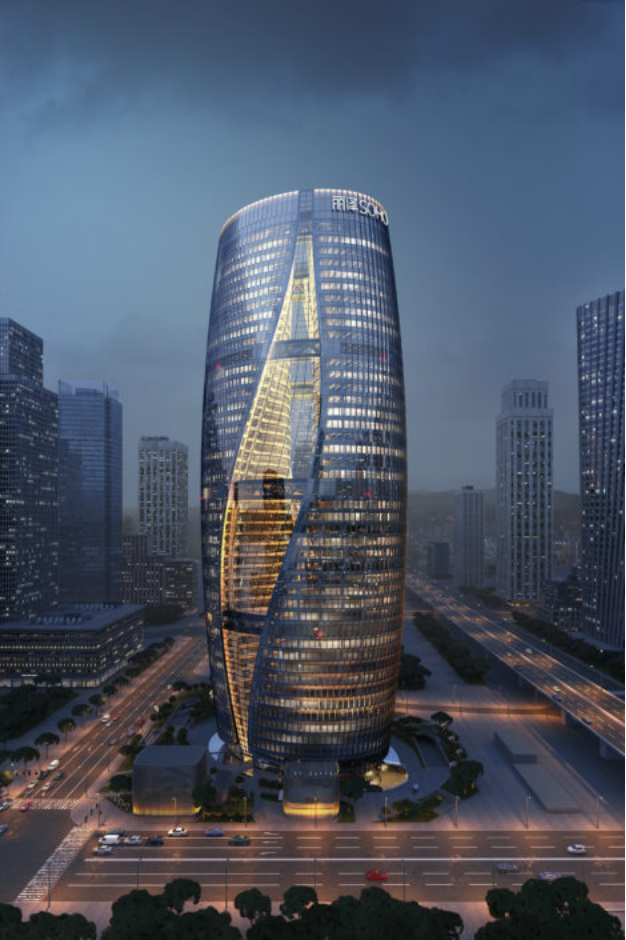 46层北京丽泽soho建筑渲染制作流程